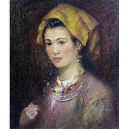 戴黄头巾的苗女